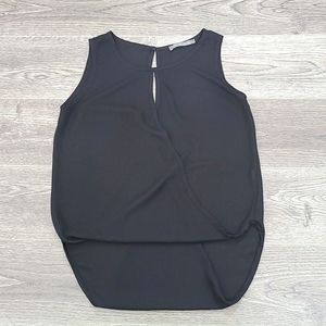 finn & clover Draped Plunging Skeeveless Sheer Top